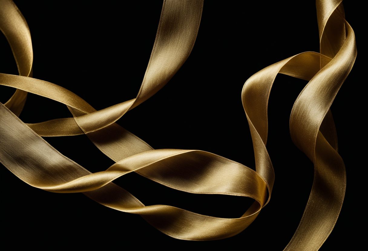 Gold silk ribbons on a black background