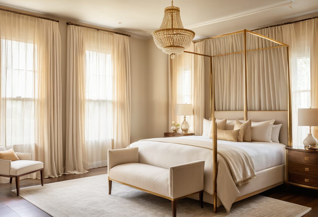 Bright bedroom with a canopy bed and sheer curtains