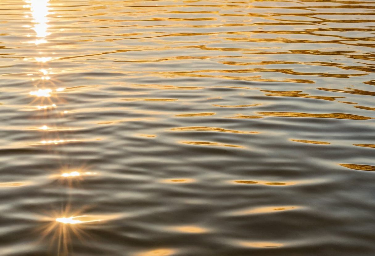 Agua con reflejos dorados